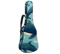 Sac de transport pour guitare acoustique avec deux poches, motif baleine peinte à la main, résistant à l'eau, double bandoulière réglable, Baleine peinte à la main, 42.9x16.9x4.7 in, Élégant