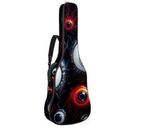 Sac de transport pour guitare acoustique avec deux poches, motif boules oculaires d'Halloween, résistant à l'eau 75, double bandoulière réglable, Art Halloween Eyeballs, 42.9x16.9x4.7 in, Élégant