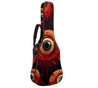 Sac de transport pour guitare acoustique avec deux poches, motif boules oculaires d'Halloween, résistant à l'eau 93, double bandoulière réglable, Art Halloween Eyeballs, 42.9x16.9x4.7 in, Élégant