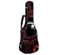 Sac de transport pour guitare acoustique avec deux poches, motif boules oculaires d'Halloween, résistant à l'eau 81, double bandoulière réglable, Art Halloween Eyeballs, 42.9x16.9x4.7 in, Élégant