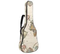 Sac de transport pour guitare acoustique avec deux poches, motif carte politique du monde antique, résistant à l'eau, double bandoulière réglable, Carte politique du monde antique, 42.9x16.9x4.7 in,