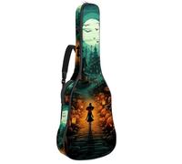 Sac de transport pour guitare acoustique avec deux poches, motif château d'Halloween 41, résistant à l'eau, double bandoulière réglable, Motif château d'Halloween, 42.9x16.9x4.7 in, Élégant