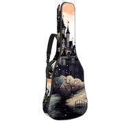 Sac de transport pour guitare acoustique avec deux poches, motif château d'Halloween 86, résistant à l'eau, double bandoulière réglable, Motif château d'Halloween, 42.9x16.9x4.7 in, Élégant