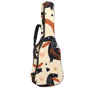 Sac de transport pour guitare acoustique avec deux poches - Motif chien saucisse mignon - Résistant à l'eau - Double bandoulière réglable, Adorable chien saucisse d'amour, 42.9x16.9x4.7 in, Élégant