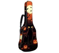 Sac de transport pour guitare acoustique avec deux poches, motif citrouille d'Halloween, chat 95, résistant à l'eau à 95, double bandoulière réglable, Chat citrouille Halloween, 42.9x16.9x4.7 in,