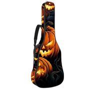 Sac de transport pour guitare acoustique avec deux poches, motif citrouille d'Halloween résistant à l'eau 62, double bandoulière réglable, Art Citrouille d'Halloween, 42.9x16.9x4.7 in, Élégant