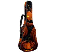 Sac de transport pour guitare acoustique avec deux poches, motif citrouille d'Halloween résistant à l'eau 56, double bandoulière réglable, Art Citrouille d'Halloween, 42.9x16.9x4.7 in, Élégant