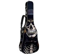 Sac de transport pour guitare acoustique avec deux poches, motif crâne d'Halloween résistant à l'eau 85, double bandoulière réglable, Tête de mort pour Halloween., 42.9x16.9x4.7 in, Élégant