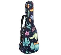 Sac de transport pour guitare acoustique avec deux poches - Motif dinosaures - Résistant à l'eau - Double bandoulière réglable, Mini dinosaures multicolores de dessin animé, 42.9x16.9x4.7 in, Élégant