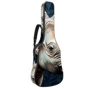 Sac de transport pour guitare acoustique avec deux poches, motif fleurs artistiques avec Rhino 47, résistant à l'eau, double bandoulière réglable, Fleurs d'art avec rhinocéros, 42.9x16.9x4.7 in,