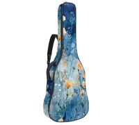 Sac de transport pour guitare acoustique avec deux poches, motif floral aquarelle bleu artistique résistant à l'eau double bandoulière réglable, Art Bleu Aquarelle Florals, 42.9x16.9x4.7 in, Élégant