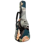 Sac de transport pour guitare acoustique avec deux poches, motif floral rhinocéros 55, résistant à l'eau, double bandoulière réglable, Art Flowers Rhino, 42.9x16.9x4.7 in, Élégant