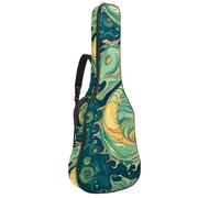 Sac de transport pour guitare acoustique avec deux poches, motif hippocampe baroque bleu artistique, résistant à l'eau, double bandoulière réglable, Hippocampe baroque bleu art, 42.9x16.9x4.7 in,