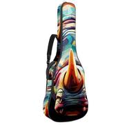 Sac de transport pour guitare acoustique avec deux poches, motif mosaïque artistique Rhino 53, résistant à l'eau, double bandoulière réglable, Art Mosaic Rhino, 42.9x16.9x4.7 in, Élégant