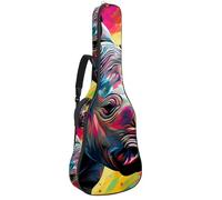 Sac de transport pour guitare acoustique avec deux poches, motif rhinocéros 5, résistant à l'eau, double bandoulière réglable, Art Colorful Rhino, 42.9x16.9x4.7 in, Élégant