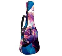 Sac de transport pour guitare acoustique avec deux poches, motif rhinocéros artistique 11, résistant à l'eau, double bandoulière réglable, Motif rhinocéros d'art, 42.9x16.9x4.7 in, Élégant