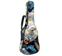 Sac de transport pour guitare acoustique avec deux poches, motif rhinocéros artistique 17, résistant à l'eau, double bandoulière réglable, Motif rhinocéros d'art, 42.9x16.9x4.7 in, Élégant