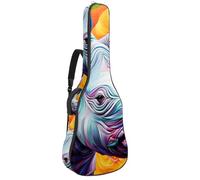 Sac de transport pour guitare acoustique avec deux poches, motif rhinocéros artistique 41, résistant à l'eau, double bandoulière réglable, Motif rhinocéros d'art, 42.9x16.9x4.7 in, Élégant