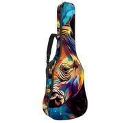 Sac de transport pour guitare acoustique avec deux poches, motif rhinocéros artistique 5, résistant à l'eau, double bandoulière réglable, Motif rhinocéros d'art, 42.9x16.9x4.7 in, Élégant