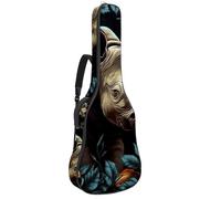 Sac de transport pour guitare acoustique avec deux poches, motif rhinocéros artistique résistant à l'eau 35, double bandoulière réglable, Motif rhinocéros d'art, 42.9x16.9x4.7 in, Élégant