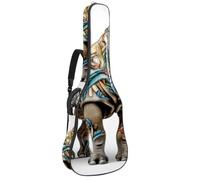 Sac de transport pour guitare acoustique avec deux poches, motif rhinocéros artistique, résistant à l'eau 37, double bandoulière réglable, Art Animal Rhino, 42.9x16.9x4.7 in, Élégant