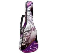 Sac de transport pour guitare acoustique avec deux poches, motif rhinocéros coloré de dessin animé résistant à l'eau double bandoulière réglable, Rhinocéros colorés de dessin animé, 42.9x16.9x4.7 in,
