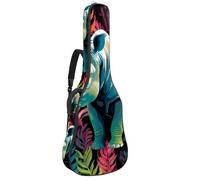 Sac de transport pour guitare acoustique avec deux poches, motif rhinocéros coloré résistant à l'eau 35, double bandoulière réglable, Rhinocéros animaux colorés, 42.9x16.9x4.7 in, Élégant