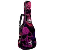 Sac de transport pour guitare acoustique avec deux poches, motif tête de mort d'Halloween 10, résistant à l'eau, double bandoulière réglable, Crâne d'Halloween cool, 42.9x16.9x4.7 in, Élégant