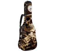 Sac de transport pour guitare acoustique avec deux poches, motif tête de mort d'Halloween 67, résistant à l'eau, double bandoulière réglable, Tête de mort pour Halloween., 42.9x16.9x4.7 in, Élégant