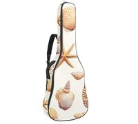 Sac de transport pour guitare acoustique avec deux poches, océan, plage, coquillages, étoile de mer, résistant à l'eau, double bandoulière réglable, Ocean Beach coquillages étoile de mer,