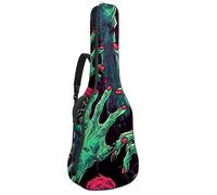 Sac de transport pour guitare acoustique avec deux poches pour guitare, art de zombie d'Halloween, résistant à l'eau 48, double bandoulière réglable, Art à la main de zombie d'Halloween, 42.9x16.9x4.7