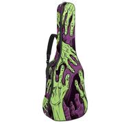 Sac de transport pour guitare acoustique avec deux poches pour guitare, art de zombie d'Halloween, résistant à l'eau à 36°, double bandoulière réglable, Art à la main de zombie d'Halloween,
