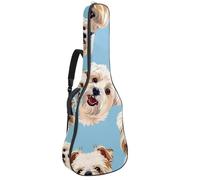 Sac de transport pour guitare acoustique avec deux poches - Résistant à l'eau - Double bandoulière réglable, Chien multi-mignon, 42.9x16.9x4.7 in, Élégant