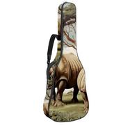 Sac de transport pour guitare acoustique avec deux poches, Rhino dans l'herbe verte 11, résistant à l'eau, double bandoulière réglable, Rhinocéros dans l'herbe verte, 42.9x16.9x4.7 in, Élégant