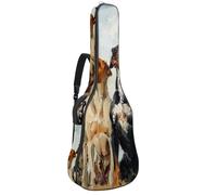 Sac de transport pour guitare acoustique avec deux poches, sac de transport pour chien, résistant à l'eau, double bandoulière réglable, Faites la queue pour s'amuser avec votre chien, 42.9x16.9x4.7