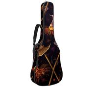 Sac de transport pour guitare acoustique avec deux poches, sac de transport pour guitare artistique, Halloween, résistant à l'eau 37°, double bandoulière réglable, Balai pour Halloween, 42.9x16.9x4.7