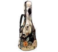 Sac de transport pour guitare acoustique avec deux poches, vintage Rhino 61, résistant à l'eau, double bandoulière réglable, Rhino vintage, 42.9x16.9x4.7 in, Élégant