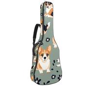 Sac de transport pour guitare acoustique avec double bandoulière réglable - 104,1 cm - En tissu Oxford imperméable et éponge épaisse, Chiot Corgi mignon, 42.9x16.9x4.7 in, Élégant