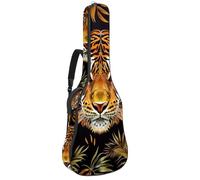 Sac de transport pour guitare acoustique avec double bandoulière réglable, 104,1 cm, motif tigre sauvage cool, tissu Oxford imperméable, éponge épaisse, Tigre sauvage cool, 42.9x16.9x4.7 in, Élégant
