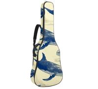 Sac de transport pour guitare acoustique avec double bandoulière réglable, 104,3 cm, motif baleine, animal marin, housse imperméable en tissu Oxford épais, Baleine rétro animal marin, 42.9x16.9x4.7