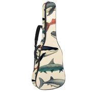 Sac de transport pour guitare acoustique avec double bandoulière réglable, 104,3 cm, motif baleine colorée vintage, tissu Oxford imperméable, éponge épaisse, Baleine colorée vintage, 42.9x16.9x4.7 in,