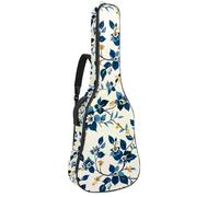 Sac de transport pour guitare acoustique avec double bandoulière réglable - Bleu vintage - Motif floral - Tissu Oxford épais - 104,3 cm, Mini fleurs bleues vintage, 42.9x16.9x4.7 in, Élégant