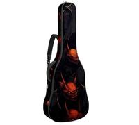Sac de transport pour guitare acoustique avec double bandoulière réglable - Château d'Halloween noir - Housse pour guitare 7 - Tissu Oxford imperméable - Éponge épaisse, Chauve-souris noire château