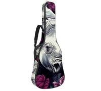 Sac de transport pour guitare acoustique avec double bandoulière réglable de 104,1 cm, belles fleurs avec étui Rhino 8 en tissu Oxford imperméable et éponge épaisse, Belles fleurs avec rhinocéros,