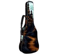 Sac de transport pour guitare acoustique avec double bandoulière réglable de 104,1 cm, décoration de château d'Halloween 57, tissu Oxford imperméable, éponge épaisse, Décoration de château