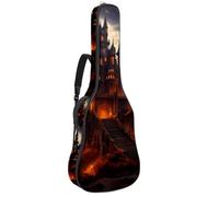 Sac de transport pour guitare acoustique avec double bandoulière réglable de 104,1 cm, décoration de château d'Halloween, étui de guitare 9 en tissu Oxford imperméable, éponge épaisse, Décoration de