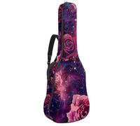 Sac de transport pour guitare acoustique avec double bandoulière réglable de 104,1 cm, esthétique, violet, rose, galaxie, tissu Oxford imperméable, éponge épaisse, Galaxie rose violette esthétique,