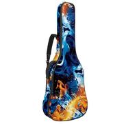 Sac de transport pour guitare acoustique avec double bandoulière réglable de 104,1 cm, housse de protection pour guitare acoustique, feu de hockey et eau bleue, tissu Oxford imperméable et éponge