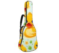 Sac de transport pour guitare acoustique avec double bandoulière réglable de 104,1 cm, joli motif canard jaune dessin animé, tissu Oxford épais, éponge épaisse, Canard mignon de dessin animé jaune,