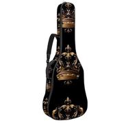 Sac de transport pour guitare acoustique avec double bandoulière réglable de 104,1 cm - Motif couronne royale dorée - Housse pour guitare - Tissu Oxford imperméable - Éponge épaisse, Imprimé couronne
